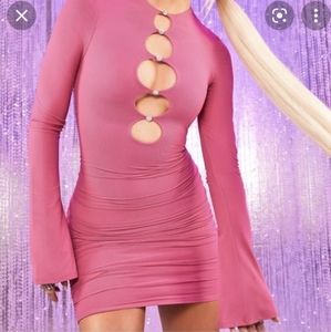 Oh Polly Pink Cut Out Bodycon Dress